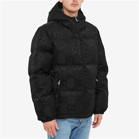 black fuzzy zip up gucci jacket|Gucci GG Jaquard Down Jacket Black .